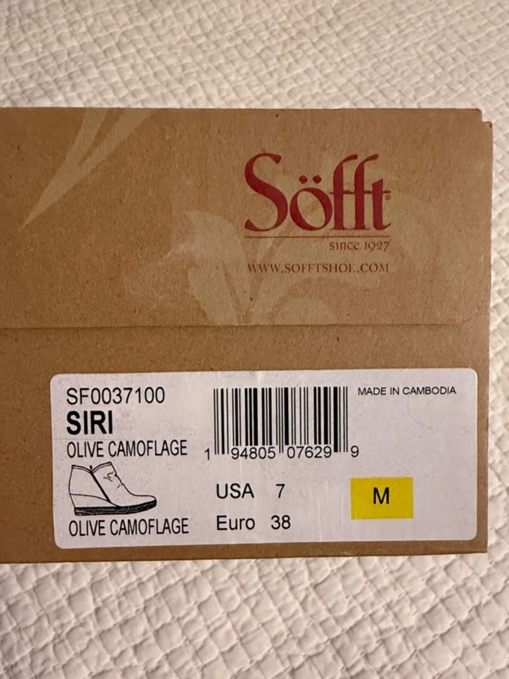 NWT Sofft Siri Aqua Soft Olive Camo Ankle Boot - Picture 7 of 9